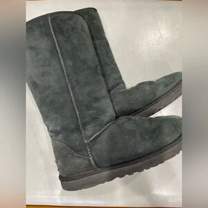 Uggs Womens Size 8 Classic Tall II Suede Sheepskin Boots Black Ugg